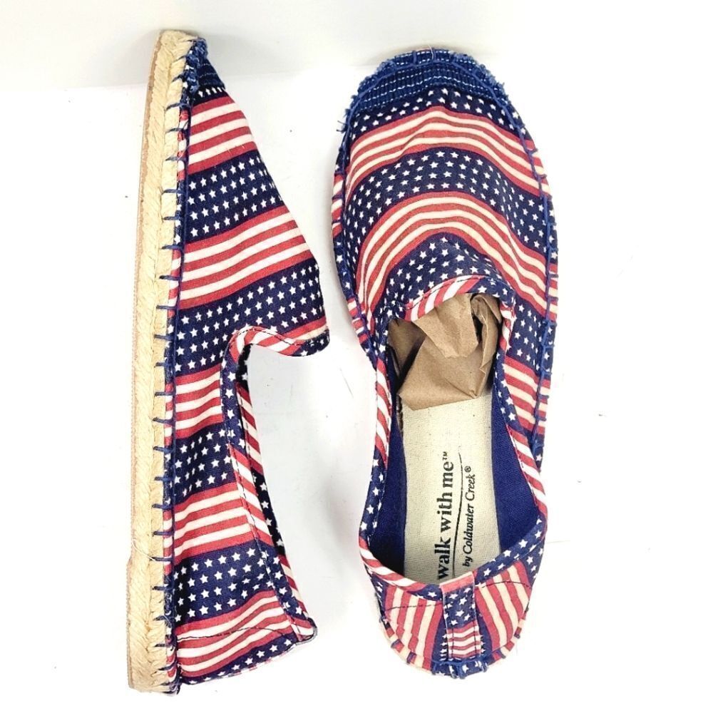 Coldwater Creek Stars and Stripes Americana USA Flag Escape Espadrilles Size 7